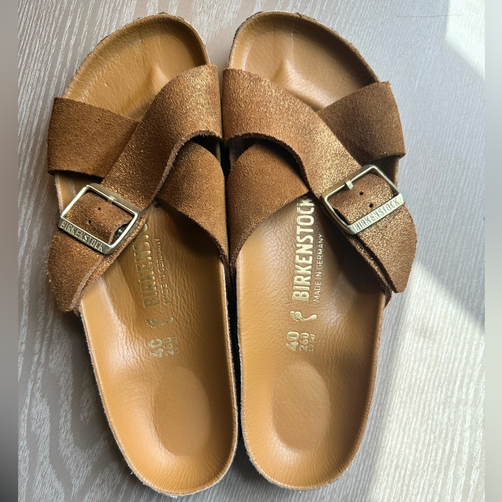 Birkenstock Siena Hex Slide Sandal in Mink Suede women size 9 - 9.5